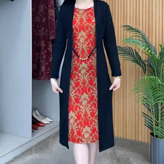 Women's Elegant Patchwork Fake 2-Piece Dress(50% OFF)