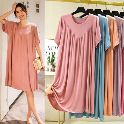 🎁Hot Sale 54% OFF⏳Super Soft Comfortable Short Sleeve Loose Pajama Dress