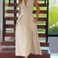 Sleeveless Solid Color Lapel Midi Dresses