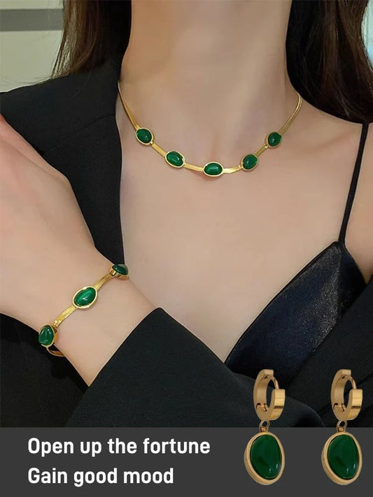 🔥Ultimate Elegant -Jade bracelet, earrings and necklace suits