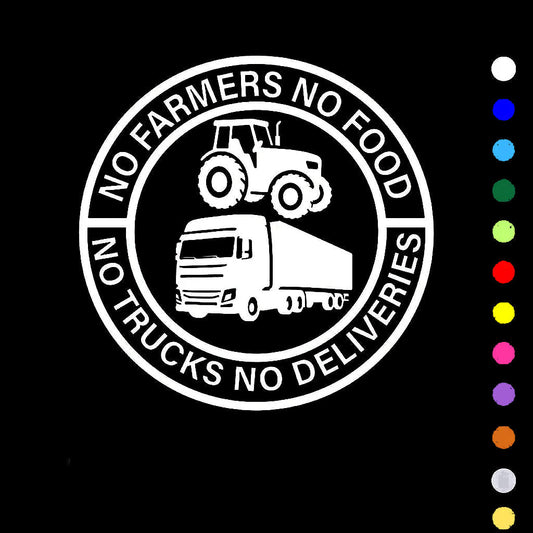 🔥While Supplies Last 40% OFF!🎉 No Farmers No Food No Trucks No Deliveries Vinyl Sticker – 140mm Decal