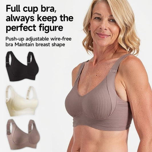 🥳2026 HOT SALE🥳💞50K+ SOLD!💖🌸 50% OFF! Subtle Striped Seamless Bra – Pushes back fat, natural lift. Breathable & moisture‑wicking. Feels like a hug! 👙💪