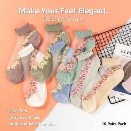 🔥While Supplies Last 40% OFF!🌺Floral Lace Women's Spring Summer Ankle Socks