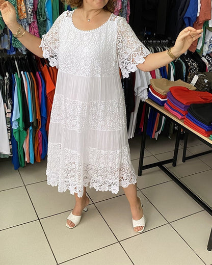 🔥Summer Sale 49% OFF💝Solid Color Short Sleeve Lace Dress👗