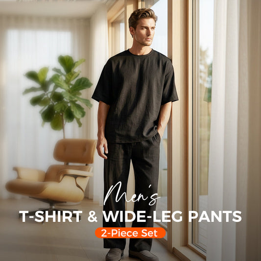 🔥While Supplies Last 40% OFF!👔Men's T-Shirt & Wide-Leg Pants 2-Piece Set