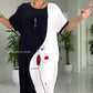 Lovely Black White Abstract Face Print Loose Maxi Dress