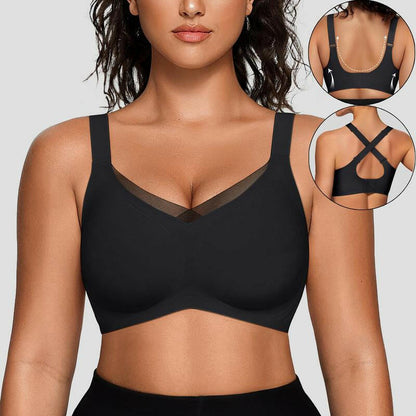 🔥While Supplies Last 40% OFF!🎉 Women Wireless V Neck Crossover Mesh Bra