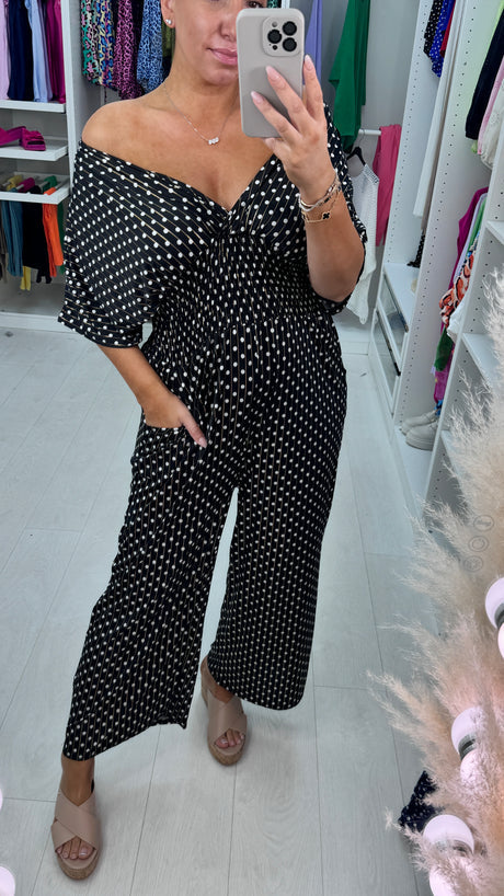 💖Polka Dot Printed Elastic Waist Jumpsuit