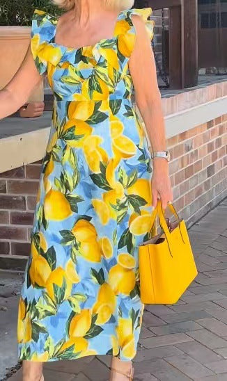 🍋Plus Size Lemon Printing Tunic Dress