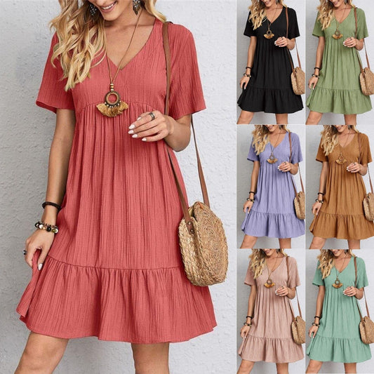 🎁Hot Sale 50% OFF⏳Retro V-neck Loose Casual Dress