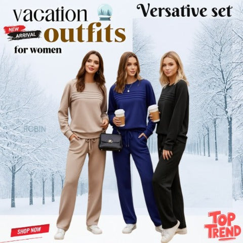 🔥LAST DAY SALE 60% OFF👍✨Women's Crew Neck Top & Drawstring Pants Set