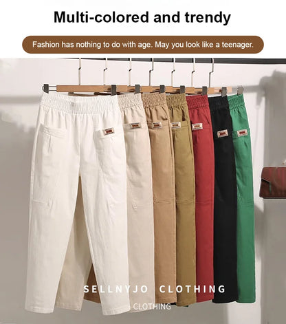 🔥Offer 52% OFF🔥Good Gift-Women's Elastic Waist Cotton Trousers