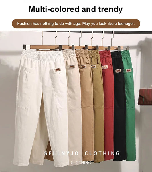 🔥Offer 52% OFF🔥Good Gift-Women's Elastic Waist Cotton Trousers