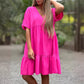 Summer Hot Sale🌷V Neck Ruffle Hem Babydoll Dress