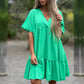 Summer Hot Sale🌷V Neck Ruffle Hem Babydoll Dress