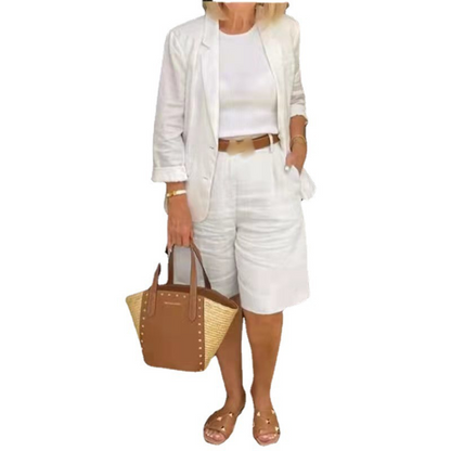 Women’s Casual Two-Piece Open Front Top & Bermuda Shorts Set