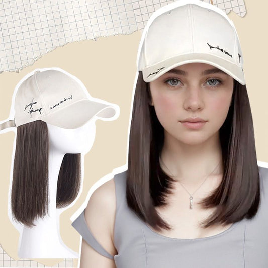 Stylish Shoulder-length Wig with Baseball Cap