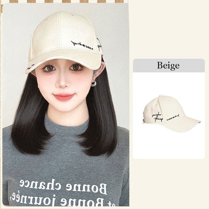 Stylish Shoulder-length Wig with Baseball Cap