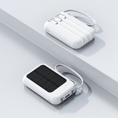 Self-contained Mini Solar Power Bank with Built-in Cable