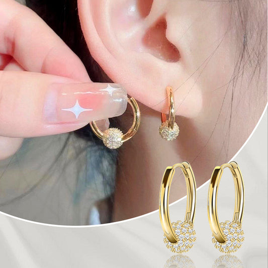 Gold Circle Earrings with Small Ball