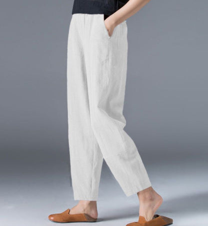 [Women’s Gift] Women's Cotton Linen Elastic Waist Casual Pants with Pockets