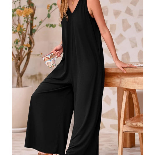 🦋Women's Casual V-Neck Sleeveless Wide Leg Jumpsuit