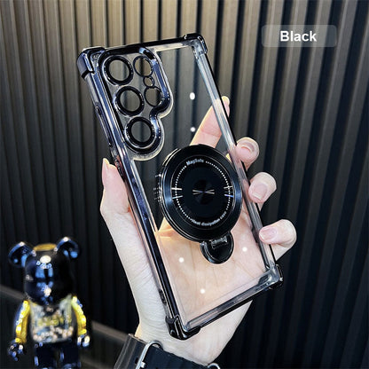 Transparent Anti-Drop Phone Case with Rotating Stand for Galaxy Series