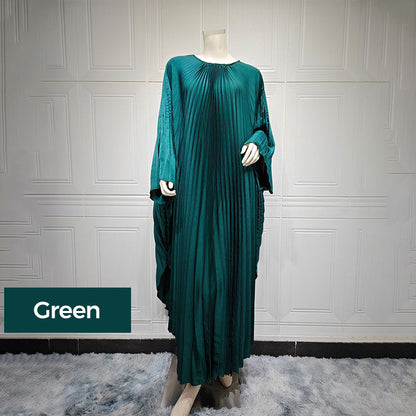 Women’s Elegant Pleated Loose Fit Flowy Long Dress