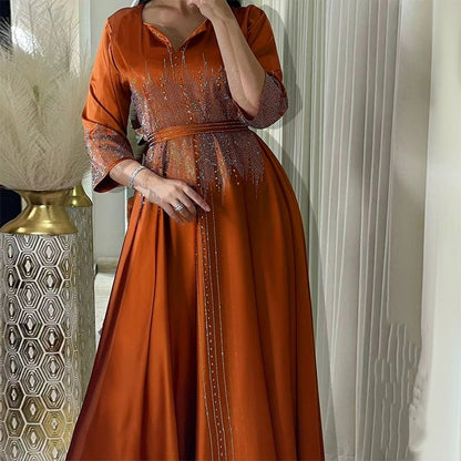 Fashion Elegant Kaftan Dress with Rhinestones