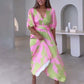 🌸Summer discount 50%🌸Elegant Color-Blocking V-Neck Waist-Cinching Dress