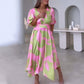 🌸Summer discount 50%🌸Elegant Color-Blocking V-Neck Waist-Cinching Dress