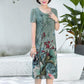 Women's Vintage Floral Printed Mid-Length Dress