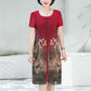 Women's Vintage Floral Printed Mid-Length Dress