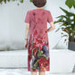 Women's Vintage Floral Printed Mid-Length Dress