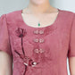 Women's Vintage Floral Printed Mid-Length Dress