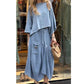 🍂Early Fall Specials 50% OFF💕 Women's Casual Round Neck Top and Loose Half-body Skirt Two-piece Set