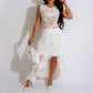 Women's Lace Hollow Out 2-Piece Set Sleeveless Top & Irregular Skirt