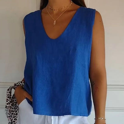 Sleeveless V-Neck Back Tie Top