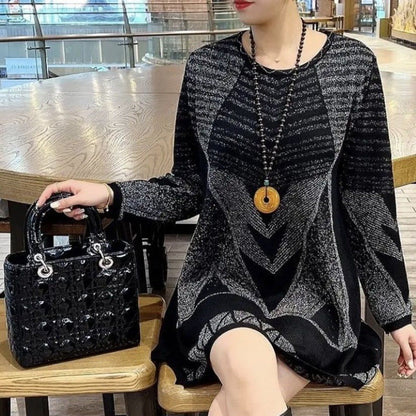 🌸🌸Women's Comfortable Loose Fit Color Blocking Knitted Dress