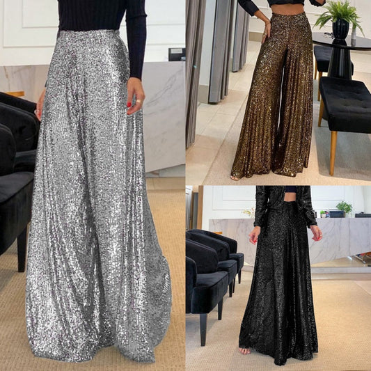 🎅Early Xmas Sales - 55% OFF🎄Women’s Trendy Sequin High Waist Wide Leg Pants