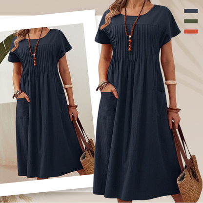 🔥While Supplies Last 40% OFF!🎉 Women’s Pleated Dress with Short Sleeves and Pockets