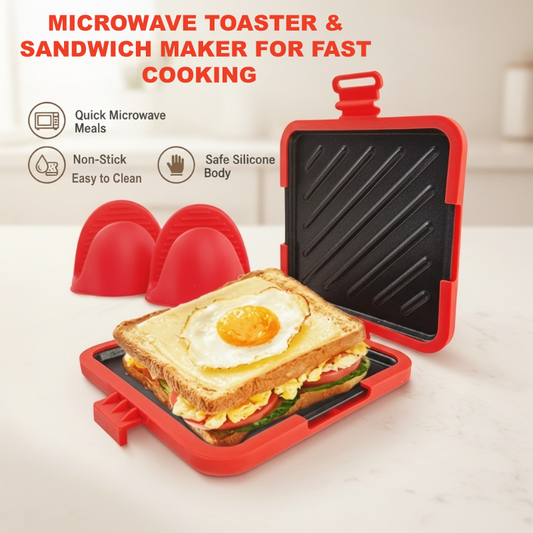 🥪 60% OFF NOW! 🔥 Microwave Toaster & Sandwich Maker – Fast 3-Minute Cooking, Non-Stick Plates & Easy to Clean Design 💡