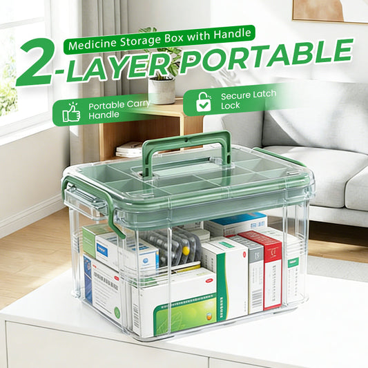 🔥While Supplies Last 40% OFF!🎉 2-Layer Portable Medicine Storage Box with Handle