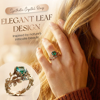 🔥2026 New Arrival ＆ Hot Sale ＆ 50％ Off🔥Green Synthetic Crystal Ring with Intricate Leaf