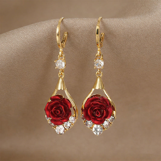 🌹 50% OFF NOW! ✨ Elegant Red Rose Drop Earrings – Romantic Design, High-Quality Finish & Perfect Gift 💝