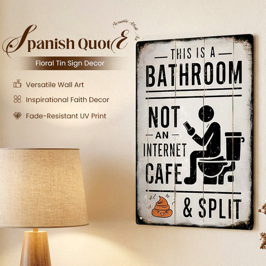 Vintage Tin Sign, This Is a Bathroom Not an Internet Cafe & Split Sign, Wall Art Decor for Home Farmhouse Washroom Bathroom Toilet, Vintage Metal Sign