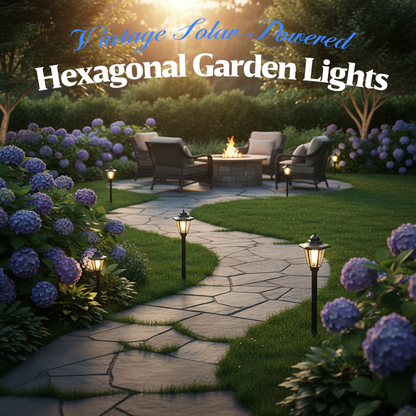 📢📢50% OFF !!!⏰Vintage Solar-Powered Hexagonal Garden Lights