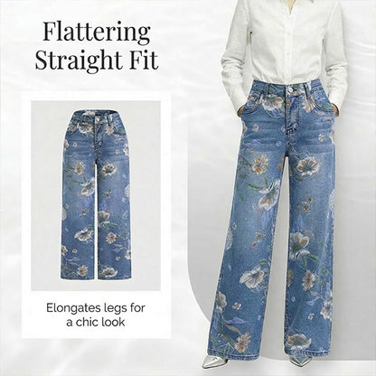 💐49% OFF ! Women‘s Floral Print Straight-Leg Jeans – Mother's Day Pre-sale 📦💖