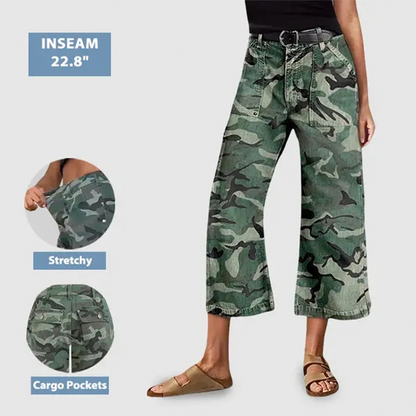 🔥While Supplies Last 40% OFF!🎉 Casual Wide-Leg Camouflage Crop Pants