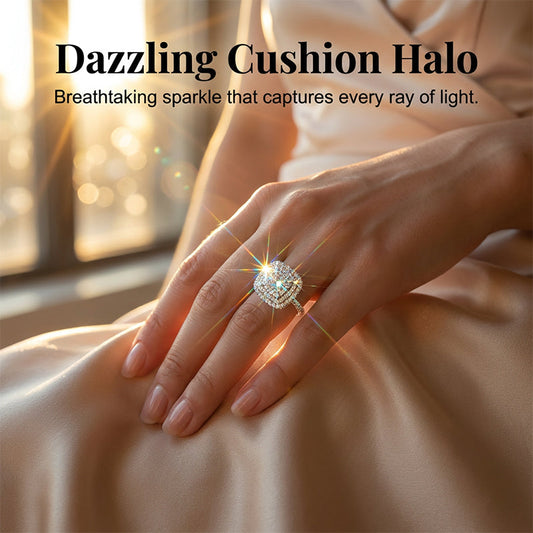 💐50% OFF ! Women's Square Halo Ring – Pairs with Evening & Daily Looks 🌟👗【Limited Stock】